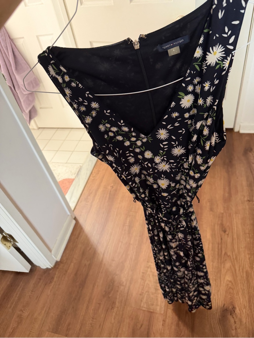 Tommy Hilfiger Navy Daisy Print Fit & Flare Dress Size 8